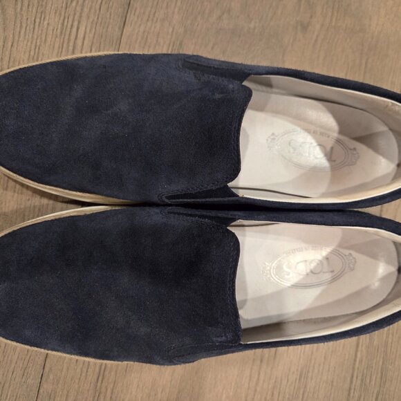 Tods Espadrille Loafers in Navy Suede size 9.5 main image 6